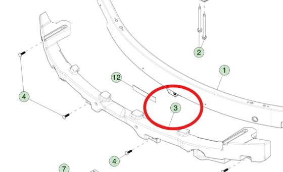 BUMPER BEAM FOAM untuk TESLA MODEL 3 (2023+) 1741046-00-F